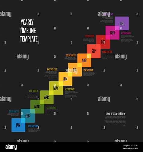 Full Year Timeline Template With All Rainbow Colored Months On A