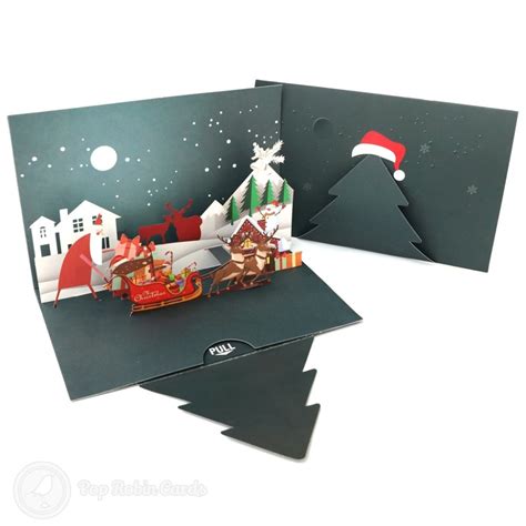 Santa In Christmas Eve Moonlight 3d Pop Up Christmas Card