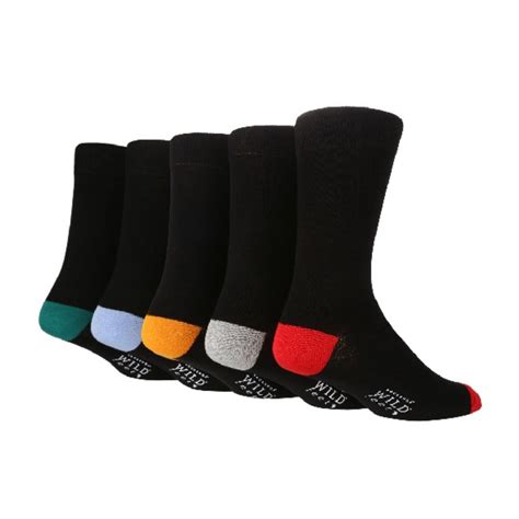 Mens Black Socks With Coloured Heels And Toes Bamboo Socks By Wild Feet