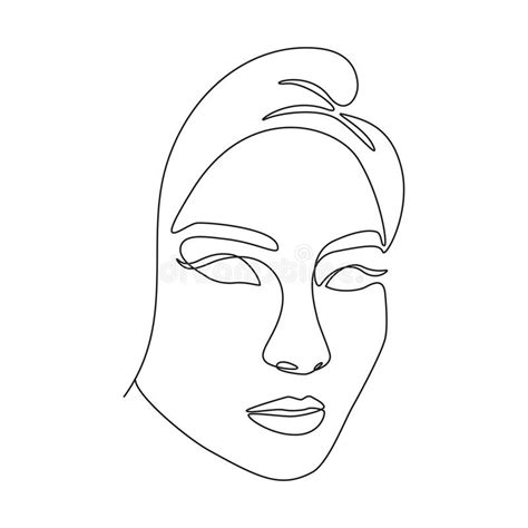 Line Art Portrait Of African American Woman In Turban Continuous One
