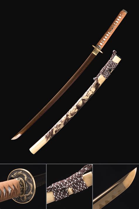 Lame Dor Katana épée Japonaise Faite à La Main T10 Pliée En Argile En