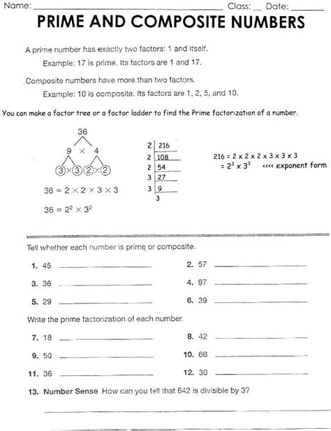 Prime And Composite Worksheet