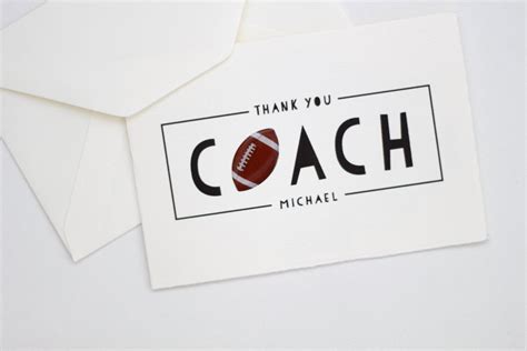 Thank You Coach Card Football Coach Card Thank You Etsy Canada