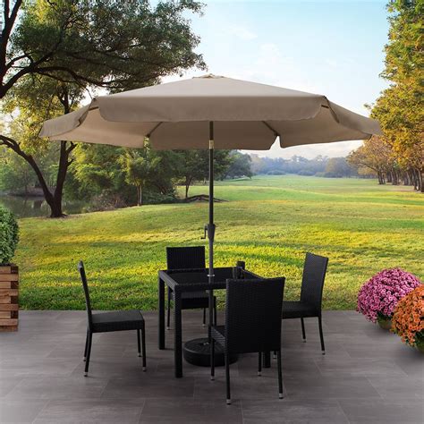 Corliving 10 Ft Round Tilting Sandy Brown Patio Umbrella The Home
