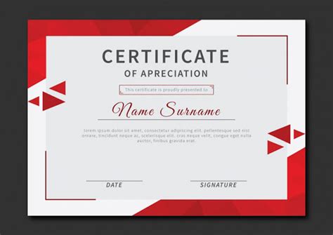Certificado De Reconocimiento Con Triángulos Rojos