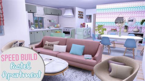 The Sims 4 Speed Build Pastel Apartment Cc Links Youtube