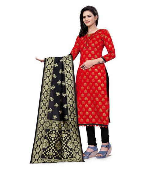 Maroosh Red Banarasi Silk Unstitched Dress Material Buy Maroosh Red Banarasi Silk Unstitched