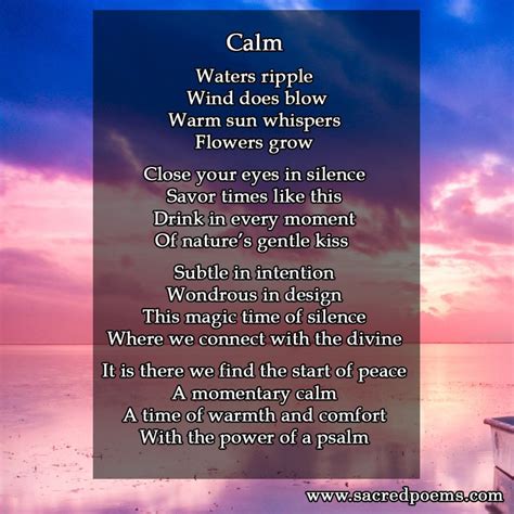 Inspirational Poem About Experiencing A Sense Of Calm Good Heart