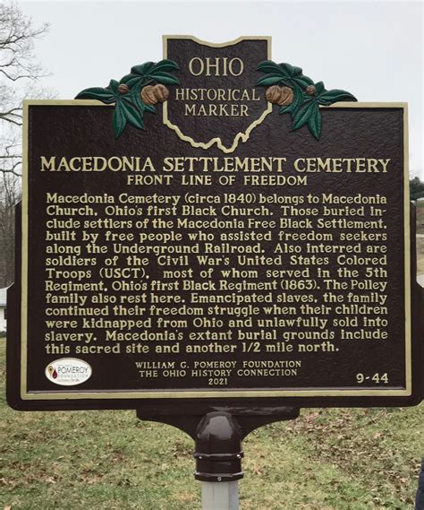 9 44 Macedonia Settlement Cemetery Front Line Of Freedom Remarkable Ohio