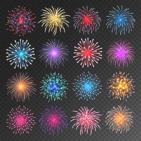 Premium Vector Colorful Festive Fireworks Collection Realistic