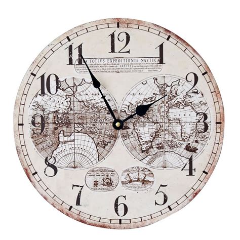 Buy 35cm World Map Wood Large Wall Clock