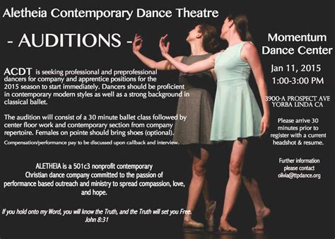 Contemporary Dance Theatre Auditions In Los Angeles