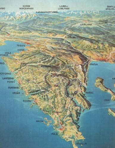 Kroatien karte mit den 13 sehenswertesten orten des landes. Istrien virtuell - Karte