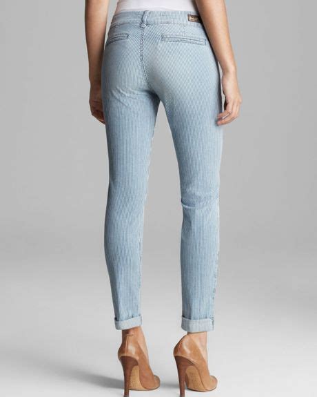 Sold Design Lab Jeans Railroad Stripe Boyfriend In Blue Denim Lyst