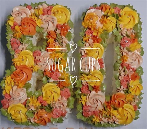 80s Cake Number Cakes Yellow Cake Floral Cake Flowers Royal Icing