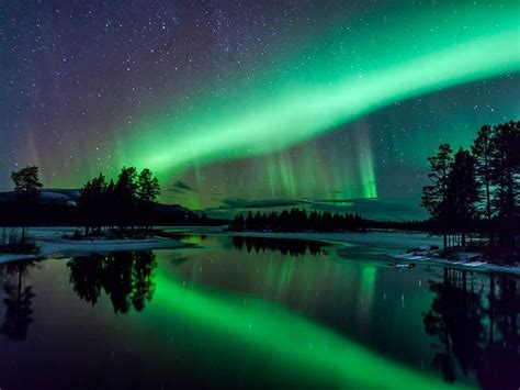 Sweden Aurora Borealis In Arjeplog Laplandbeautiful Scene