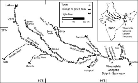 Map Of The Ganges River In India Showing The Locations Of The