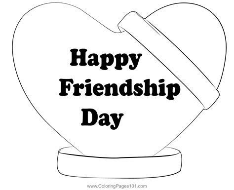 Friendship Day With Red Heart Coloring Page For Kids Free Friendship