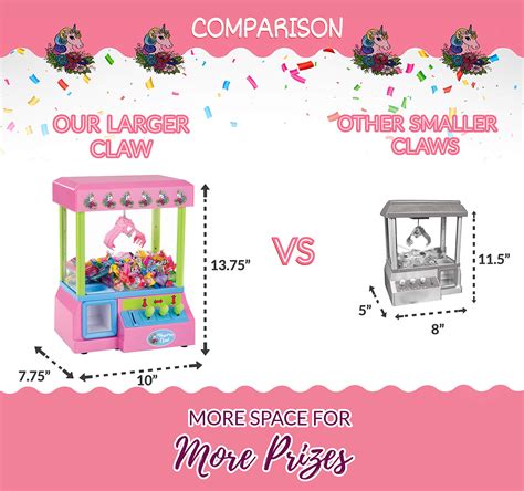 bundaloo unicorn claw machine arcade game and candy dispenser for small prizes toys and treats