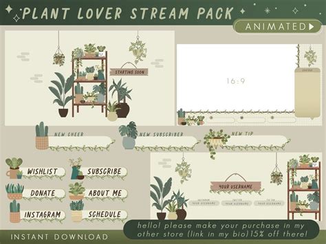 Pk 39 Animated Twitch Stream Package Plant Lover Theme Etsy