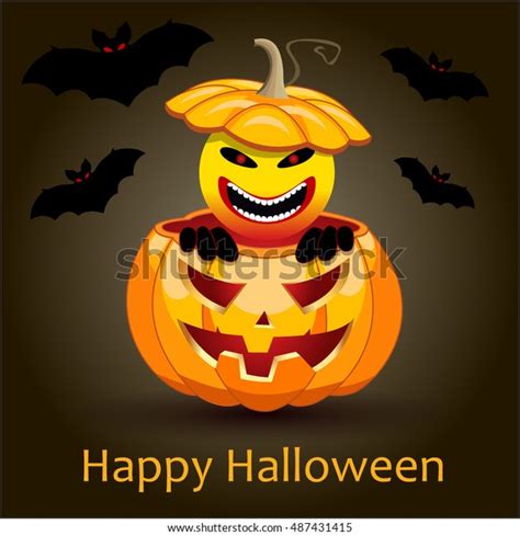 Happy Halloween Evil Smiley Face Pumpkin Stock Vector Royalty Free