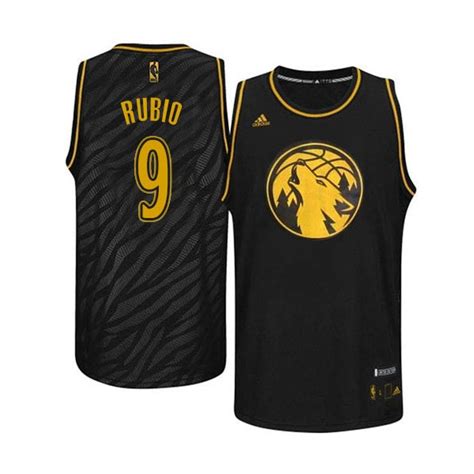 Nba Ricky Rubio Authentique Hommes Noir Maillot Adidas Magasin