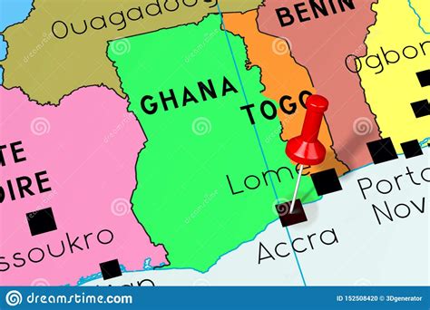 Ghana Accra Capital City Pinned On Political Map Stock