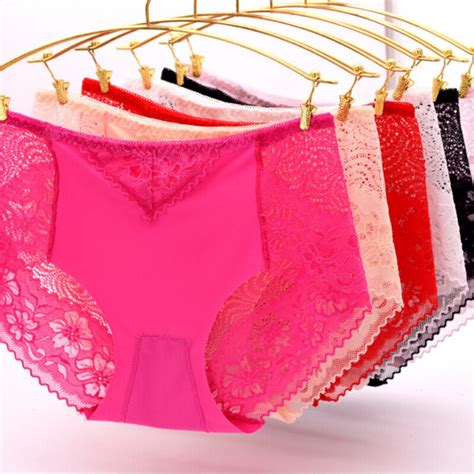 New Arrival Flower Women Sexy Panties Seamless Lace Briefs Ladies Ice Silk Panties Breathable