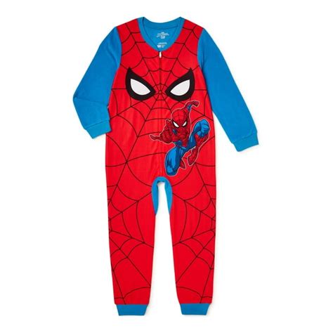 Spider Man Boys Pajama Union Suit Sizes 4 12