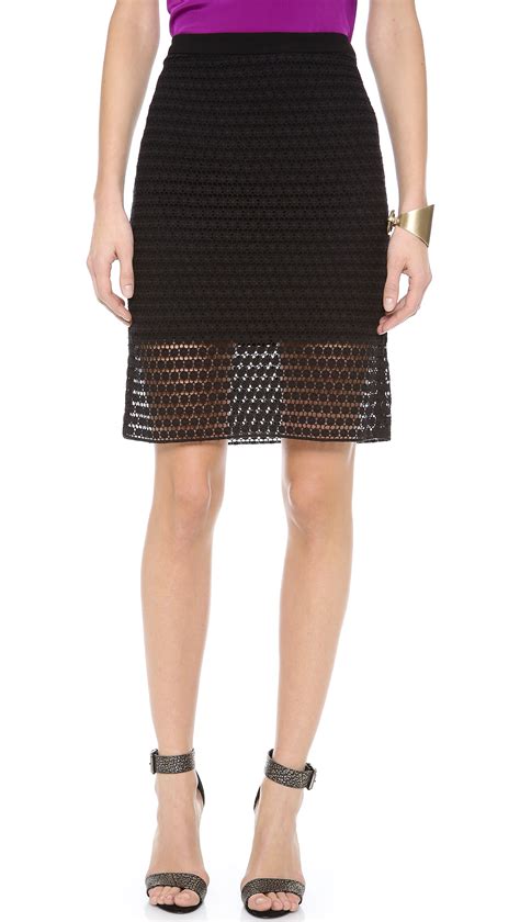 Tibi Lace Pencil Skirt In Black Lyst