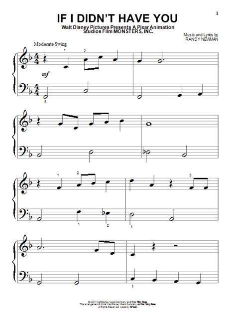 If I Didnt Have You From Monsters Inc Sheet Music Billy Crystal