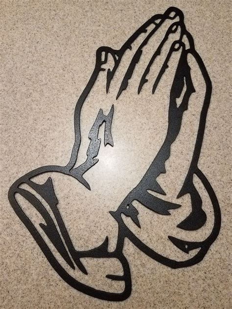 Most of our signs can be personalized with your name for only an additional $20. Praying hands metal wall art plasma cut decor Jesus gift ...
