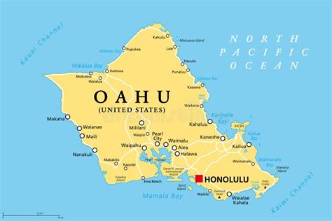 Oahu Hawaii United States Political Map With Capital Honolulu Stock