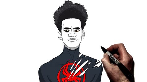 How To Draw Miles Morales Step By Step Across The Spiderverse Youtube