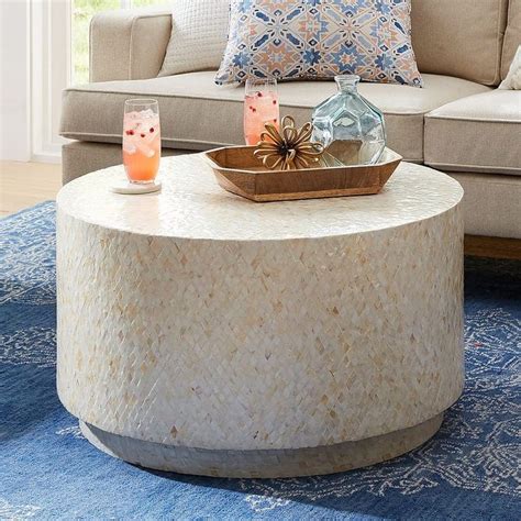 Mother Of Pearl Diamond Drum Coffee Table Pier 1 Drum Coffee Table