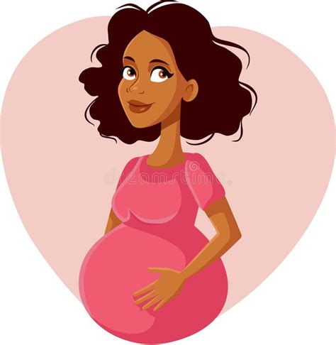 Happy Pregnant African American Woman Cartoon Stock Vector