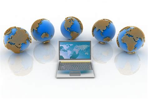 Laptop And Globes Stock Illustration Illustration Of Concept 23196905