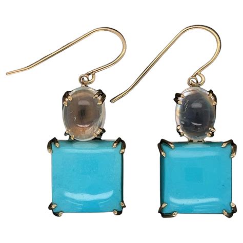 Elegant Turquoise Italian Gold Drop Earrings For Sale At 1stDibs