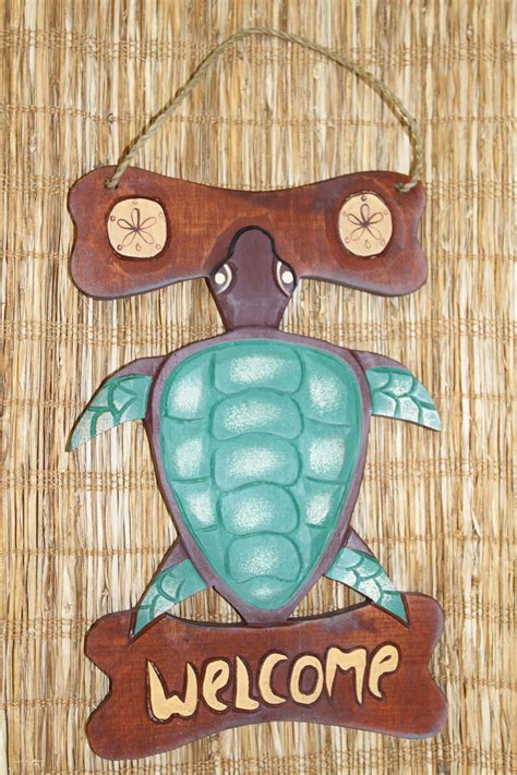 Wood Turtle Welcome Sign Turtle Decor Wood Decor Free Etsy