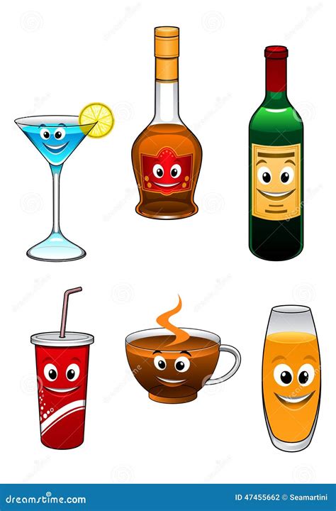 Bebidas Y Personajes De Dibujos Animados De La Bebida Ilustración Del