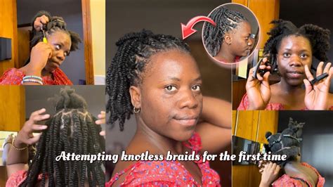 attempting knotless braids on my natural hair for the first time youtube