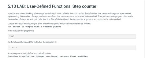 Solved 5 10 LAB User Defined Functions Step Counter A Chegg Com