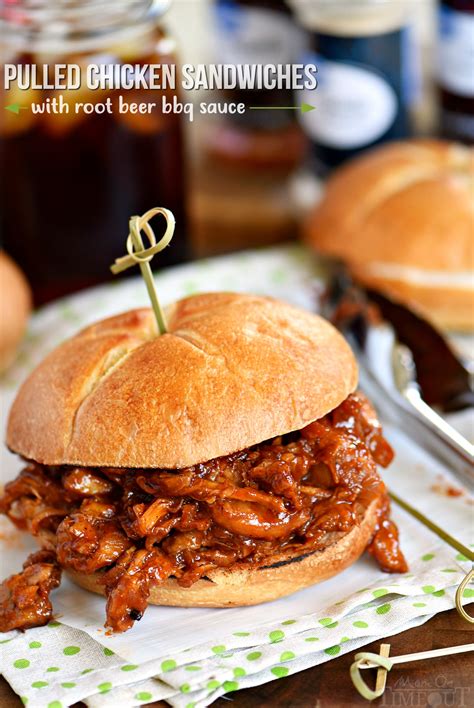 This simple recipe tastes amazing. Pulled Chicken Sandwiches with Root Beer BBQ Sauce - Mom On Timeout
