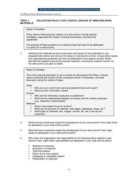 Focus Group Discussion Guide Page 5 Unt Digital Library