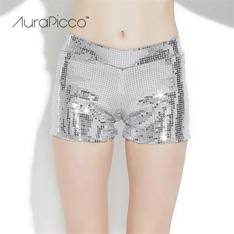 women s shiny sequins high waist mini shorts hip hop night club jazz dancer shorts dancing