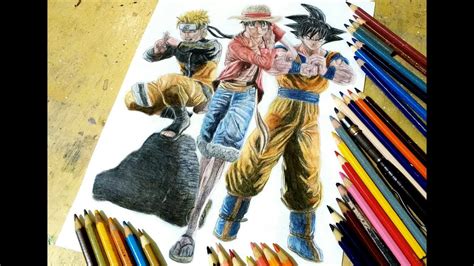 Drawing Naruto Luffy And Goku Jump Force Youtube