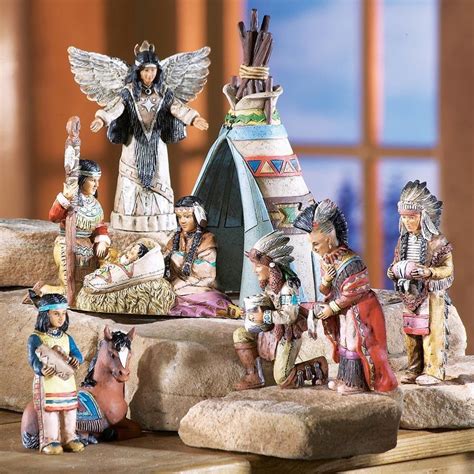 Southwestern Theme Native American Nativity Scene Display Fiqurine Set