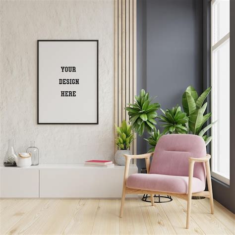 Premium Psd Poster Mockup With Vertical Frames On Empty Wall In