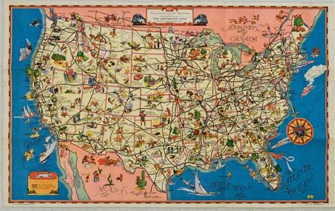 Buy 1934 Greyhound Pictorial Map Of The Us A Good Natured Map Of The