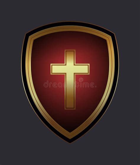 Christian Cross And Shield Of Faith Church Logo Religious Symbol